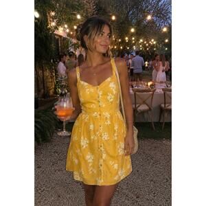 Madewell Yellow Floral Button-Front Midi Dress